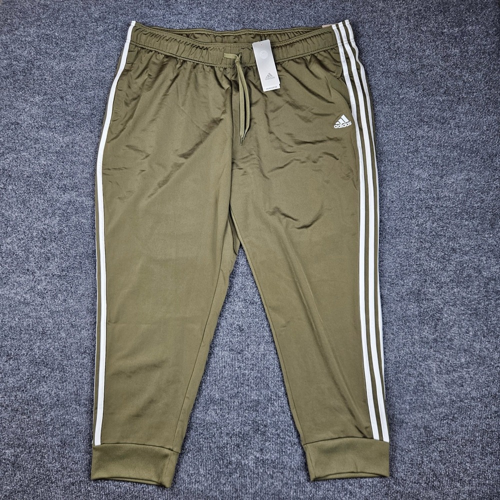 Adidas Slim Track Pants Women's 3X Olive Green Multi Sport Stretch Joggers NEW